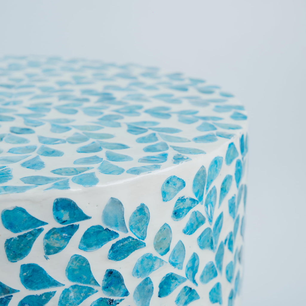 Mother of Pearl Inlaid Cylinder Drum End Table V35940