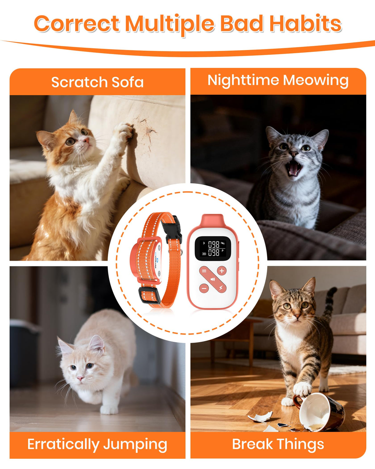 Lightweight Waterproof Cat Training Collar with Remote N32375