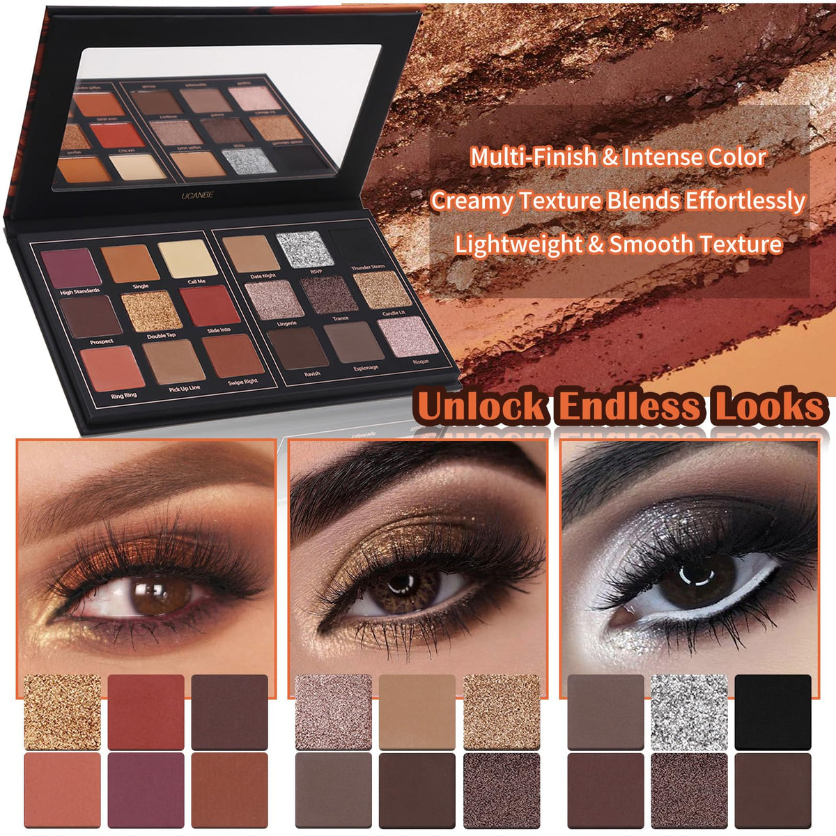 18 Colors Matte Shimmer Glitter Eyeshadow Palette O365748