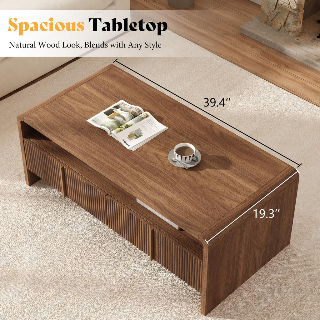Fluted Coffee Table with Storage G617447