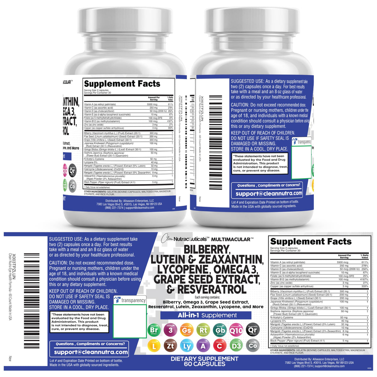 Eye Vitamins with Bilberry Lutein Zeaxanthin Supplement S49851
