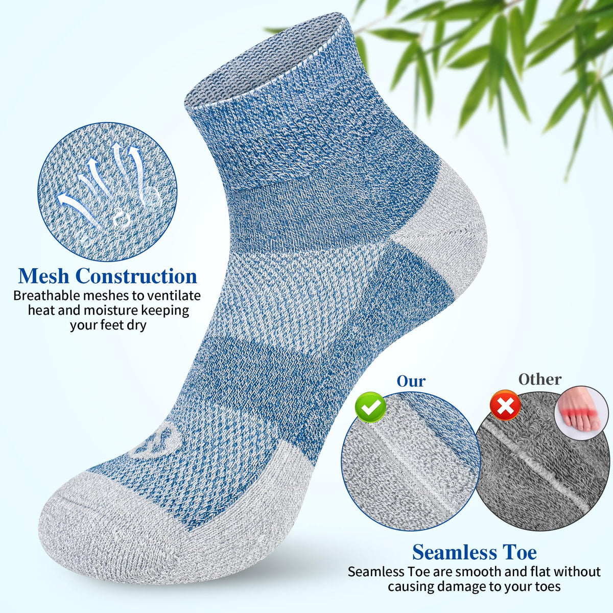 Diabetic Socks for Men, 12 Pairs Ankle & Low Cut Size 9-15 S12226