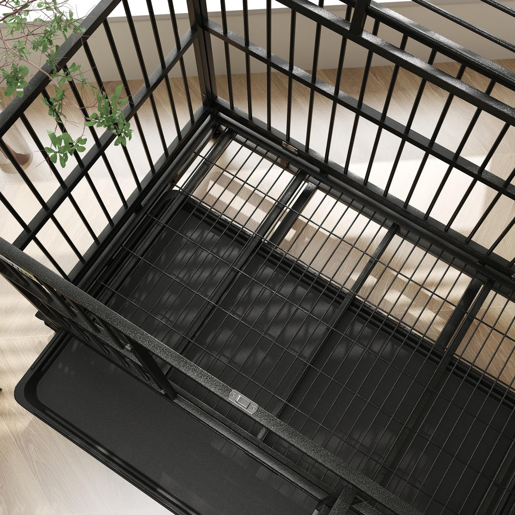 48" Heavy Duty Metal Dog Crate with Lockable Wheels P43766